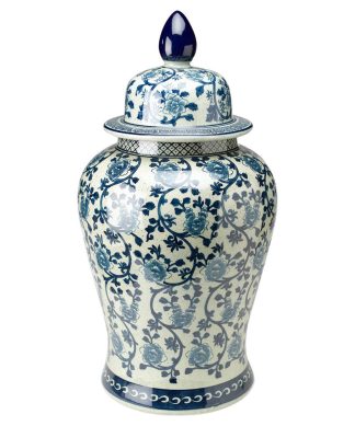 24" Antiqued Pale Green and Blue Jar With Lid