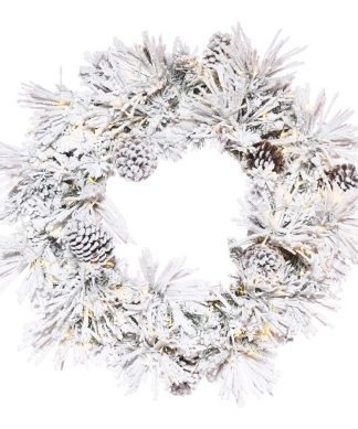 48" Flocked Atka Pine Wreath 3Mm 300Ww