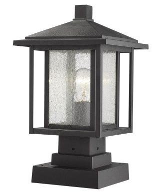 Z-Lite 554PHMS-SQPM Aspen 1 Light 16" Tall Outdoor Pier Mount - Black