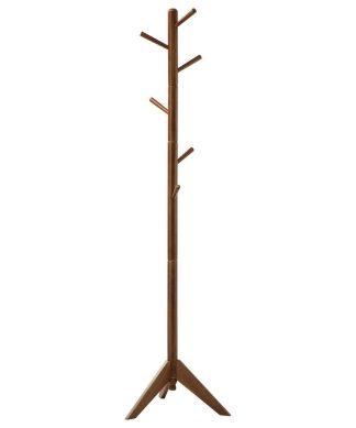 Wood Coat Rack With 6 Hooks, Walnut