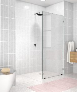 78"x34.5" Frameless Shower Door Single Fixed Panel, Oil Rubbed Bronze