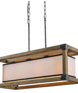 4-light Shaded Kitchen Island Linear Pendant