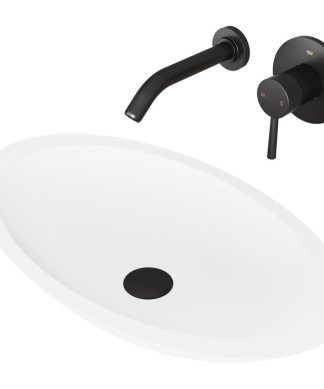 VIGO Wisteria Handmade Matte Stone Vessel Sink With Wall Mount Faucet