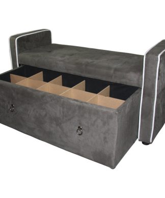 22" Olive Green Suede Shoe Storage Bench