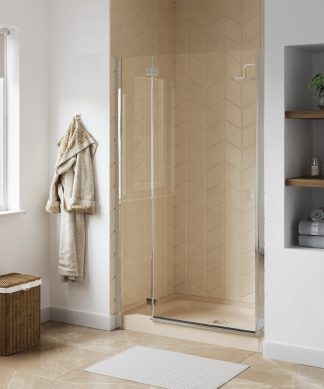 Voltaire 48"x32" Single-Threshold, Center Drain, Shower Base, Biscuit