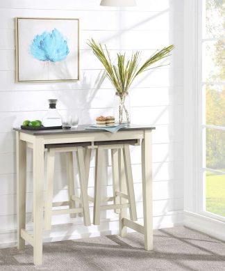 Yobanna 3-Piece Counter Height Set, Gray Oak and Antique White Finish