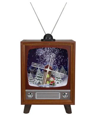 21" LED Lighted Musical Snowing Windmill TV Set Decoration