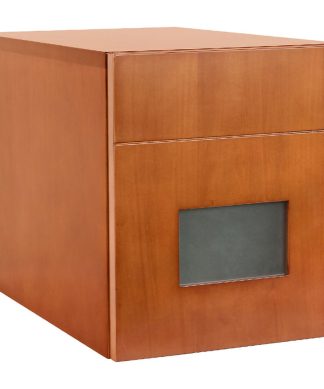 12" Peggy Wall Mount Vanity Bridge Cabinet, Frosted Glass Front, Natural Cherry