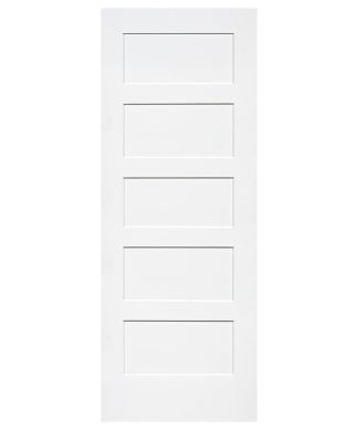 5-Panel Kimberly Bay Door, Interior Slab Shaker, White, 1.375"x24"x80"