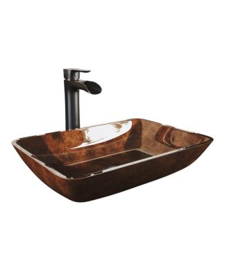 Vigo VGT1652 Russet 13" Glass Vessel Bathroom Sink - Russet
