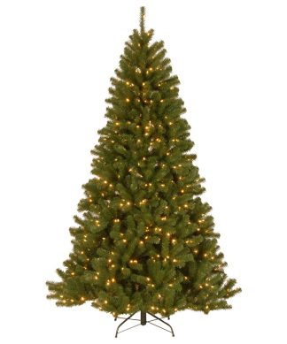 7' North Valley Spruce Hinged Tree With 500 Clear Lights