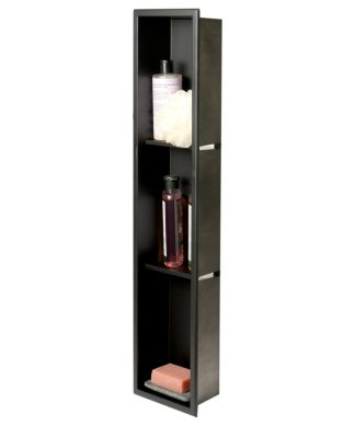 8" x 36" Black Matte Stainless Steel Triple Shelf Shower Niche