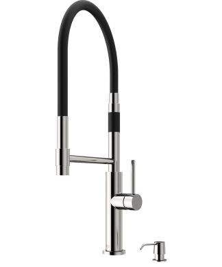 VIGO Norwood Magnetic Spray Kitchen Faucet With Soap Dispenser, Stainless Steel