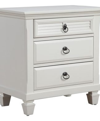 White Plantation 3 Drawer Nightstand