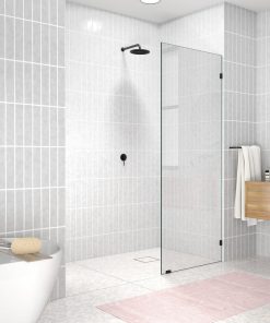78"x32.5" Frameless Shower Door Single Fixed Panel, Matte Black