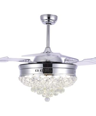 42-inch 4 retractable Blades Fancy Ceiling Fan with Light and Remote, Chrome