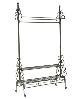 71.5"H Metal Garment Rack With Shelves, Dark Brown