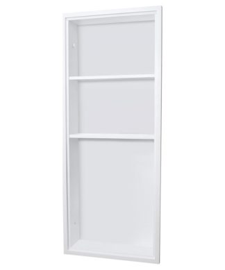 14x36 Recessed Sloane Wall Niche, White With Plain Back 2 Shelves