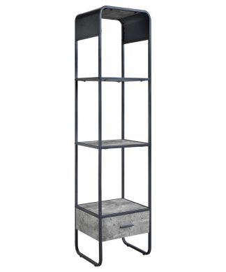 3 Shelfs Side Pier With Storage Drawer, Grey