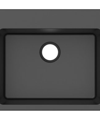Winpro Dual-Mount Kitchen Sink, Single Bowl, Granite Quartz, 25", Black