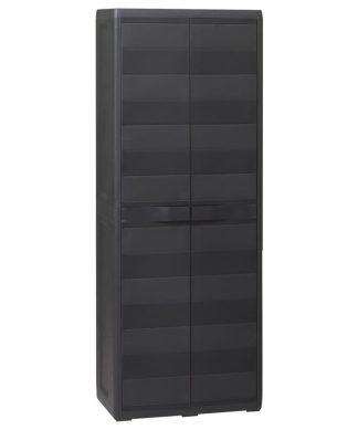 vidaXL Garden Storage Cabinet with 3 Shelves Black 25.6"x15"x67.3" Locker
