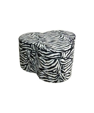 17.5"H Zebra Storage Ottoman With 3 Seating
