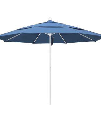 11' Fiberglass Umbrella With White Frame, Frost Blue, 11'