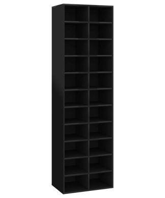 vidaXL Shoe Cabinet High Gloss Black Engineered Wood Storage Organizer Shelf