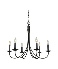Wrought Iron 6-Light 25" Black Pot Rack
