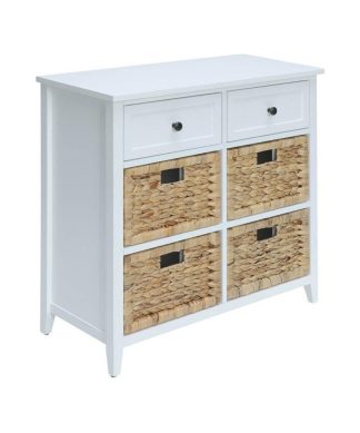 30"x13"x28" White Wood Veneer 6 Drawers Accent Chest
