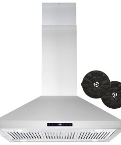 36" Ductless Island Range Hood With Soft Touch Controls, Permanent Filters
