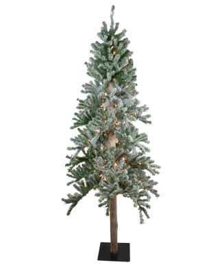 7' Pre-Lit Flocked Alpine Artificial Christmas Tree, Clear Lights