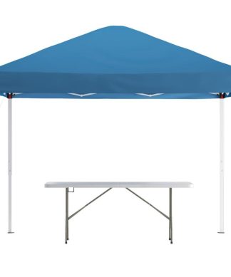 10'x10' Blue Pop Up Event Canopy Tent with Carry Bag and 6-Foot Bi-Fold...