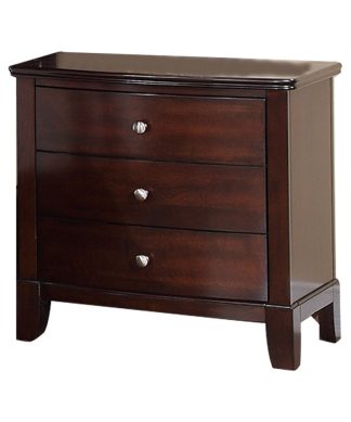 Wooden Nightstand With 3 Drawers Storage in Brown