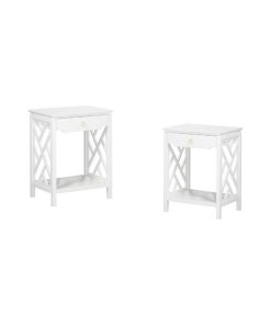 (Set of 2) Modern Night Stand in White