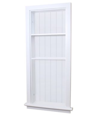 14x36 Recessed Aiden Wall Niches, White With Beadboard Back 2 Shelves