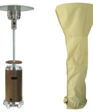 7' 48,000 BTU Steel Umbrella Propane Patio Heater in Bronze/Stainless With Cover