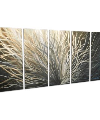 "Radiance Gold Silver" Large Metal Wall Art by Miles Shay, 5-Piece Set