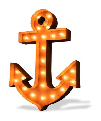 2 Foot Rusted Anchor Steel Marquee Light By Iconics