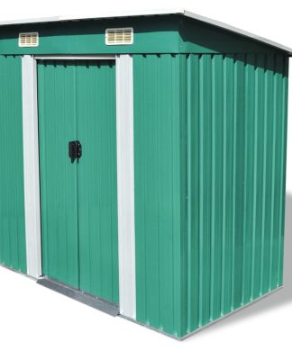 vidaXL Garden Shed Metal Green 74.8"x48.8"x71.3" Garage Tool Storage House