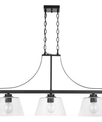 3 Light Island Brushed Nickel Finish Clear Seeded Glass - 838434MB - HomePlace
