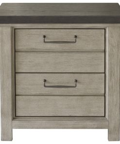 2 Drawer USB Charging Nightstand in Farmhouse Gray