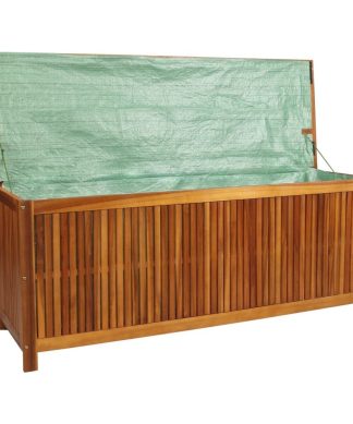 vidaXL Solid Acacia Wood Patio Storage Box 22.8" Cushion Blanket Pillow Box