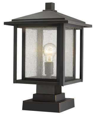 Z-Lite 1 Light Outdoor Pier Mounted Fixture, Oil Rubbed Bronze, 11x17.5