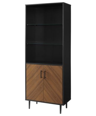 68" Bookmatch Hutch, Solid Black