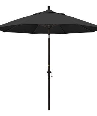 9' Bronze Collar Tilt Crank Aluminum Umbrella, Black Pacifica
