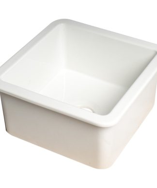 White Square 18" x 18" Undermount / Drop In Fireclay Prep Sink