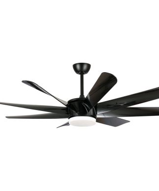 60 Black Industrial Down Rod Mount Ceiling Fan with Remote Control