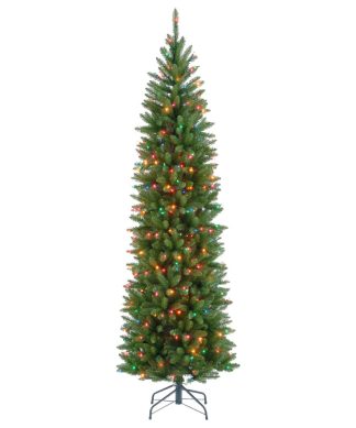 7-1/2' Kingswood Fir Hinged Pencil Tree With 350 Multi Lights