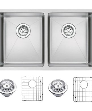 31" X 18" 50/50 Double Bowl Stainless Steel Undermount Kitchen Sink